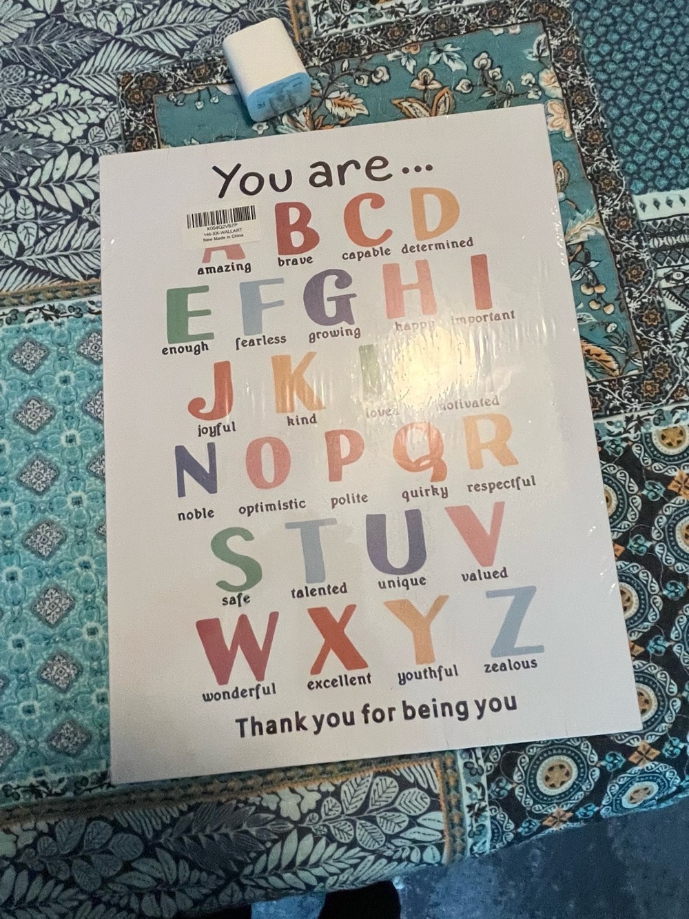 You Are... Alphabet Positive Affirmation Wall Art - Multicolor